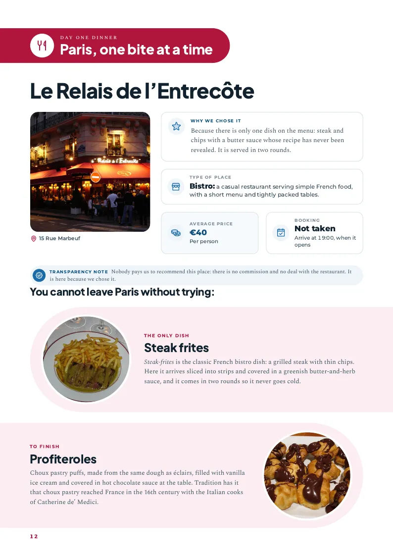 Le Relais de l’Entrecôte page: why we chose it and what to order
