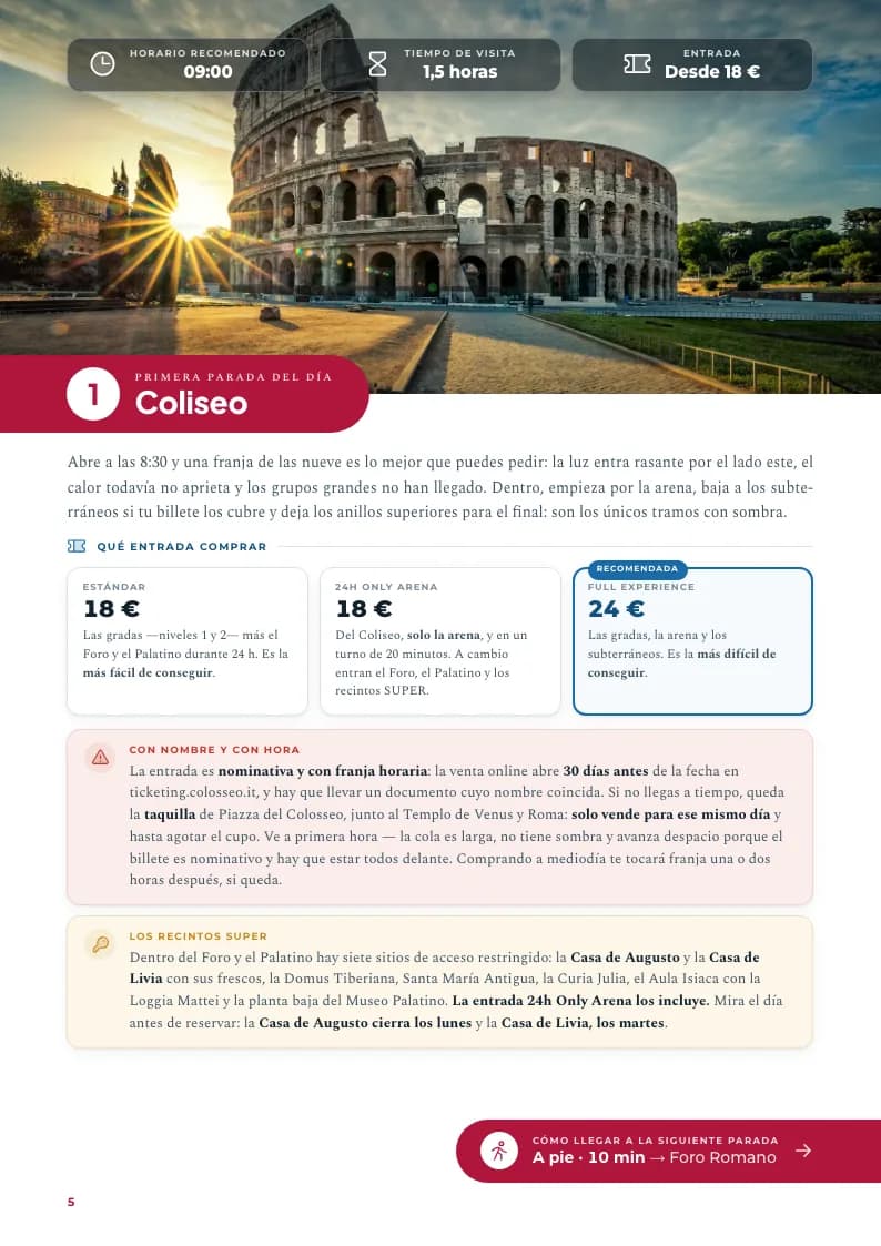 Página del Coliseo: horarios, entradas y consejos